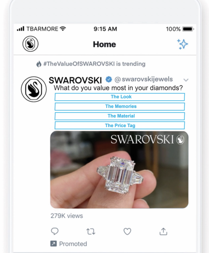 Swarovski — Twitter Poll Ad mockup